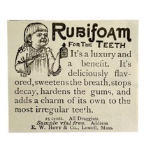 Rubifoam Toothpaste Hoyt And Co 1894 Advertisement Victorian Dental ADBN1ww - $27.10 CAD
