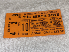 THE BEACH BOYS 1982 CONCERT TICKET STUB UNIV OF TOLEDO BRIAN WILSON Mike... - £11.51 GBP