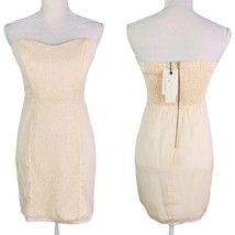 MM Couture Miss Me Dress Small Mini Cream Strapless Ruched Sequins New - $39.00
