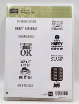 Stampin&#39; Up! Designer Tee Wood Mount Ink Stamps Birthday Cake Motivation 143356 - £7.83 GBP