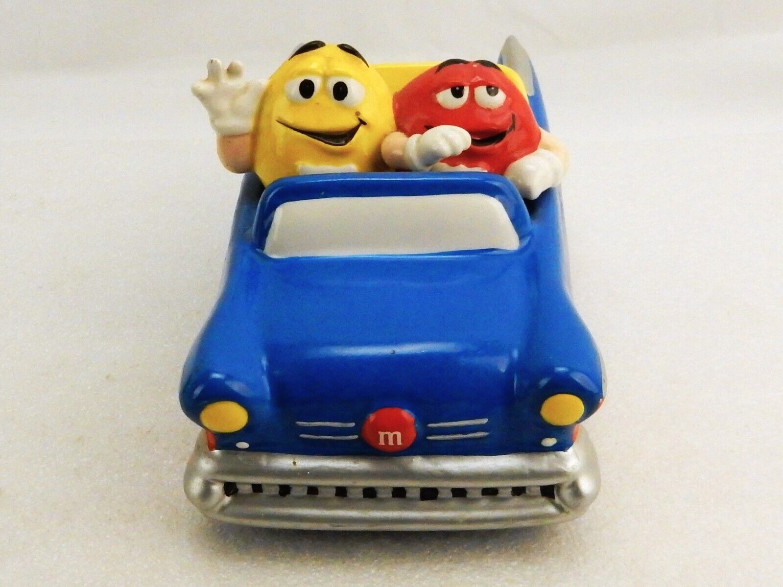 M&amp;Ms Candy Dish Car Figurine, Blue Hot Rod Convertible, Red &amp; Yellow Can... - $19.55