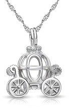 925 Sterling Silver Necklace Pumpkin Carriage Pendant 18 inches Chain for Women - £51.71 GBP