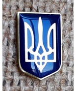 Ukrainian Pin Blue Coat of Arms Trident Metal badge Support Ukraine Tryzub - $15.07 CAD+