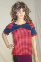 Houndstooth Top By Tavi Navy Blue Red X Large New - $29.50