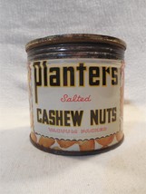 Vintage 1940s/50s Planters Peanut Mr Peanut Salted Cashew Nuts Tin Can 6... - $15.95