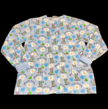 UA Scrub Shirt Jacket Sz Small Easter Bunny Rabbit Snap Front Light Blue... - $9.99