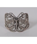 Vintage 925 Sterling Silver Large Filigree Butterfly Ring 8 - $47.39 CAD