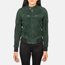 LE Zenna Green Suede Bomber Jacket - £111.37 GBP+