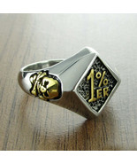 Silver and Black Skull Biker Ring  316L Stainless Steel - $60.27 CAD+
