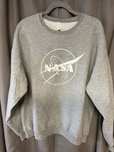 NASA Outline Logo Unisex Pullover Sweatshirt Size XL GRAY - £11.03 GBP