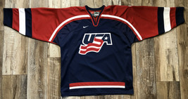 Team USA Nike Hockey Jersey Blue Red White Blank Away - Size XL - £78.29 GBP