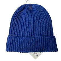 Style &amp; Co Rib Solid Blue Beanie Ribbed Cuffed One Size Winter Warm Hat New - £10.70 GBP