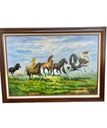 Framed Horses Print Stretched Canvas 42x30 LOCAL PICK UP ONLY - £59.21 GBP