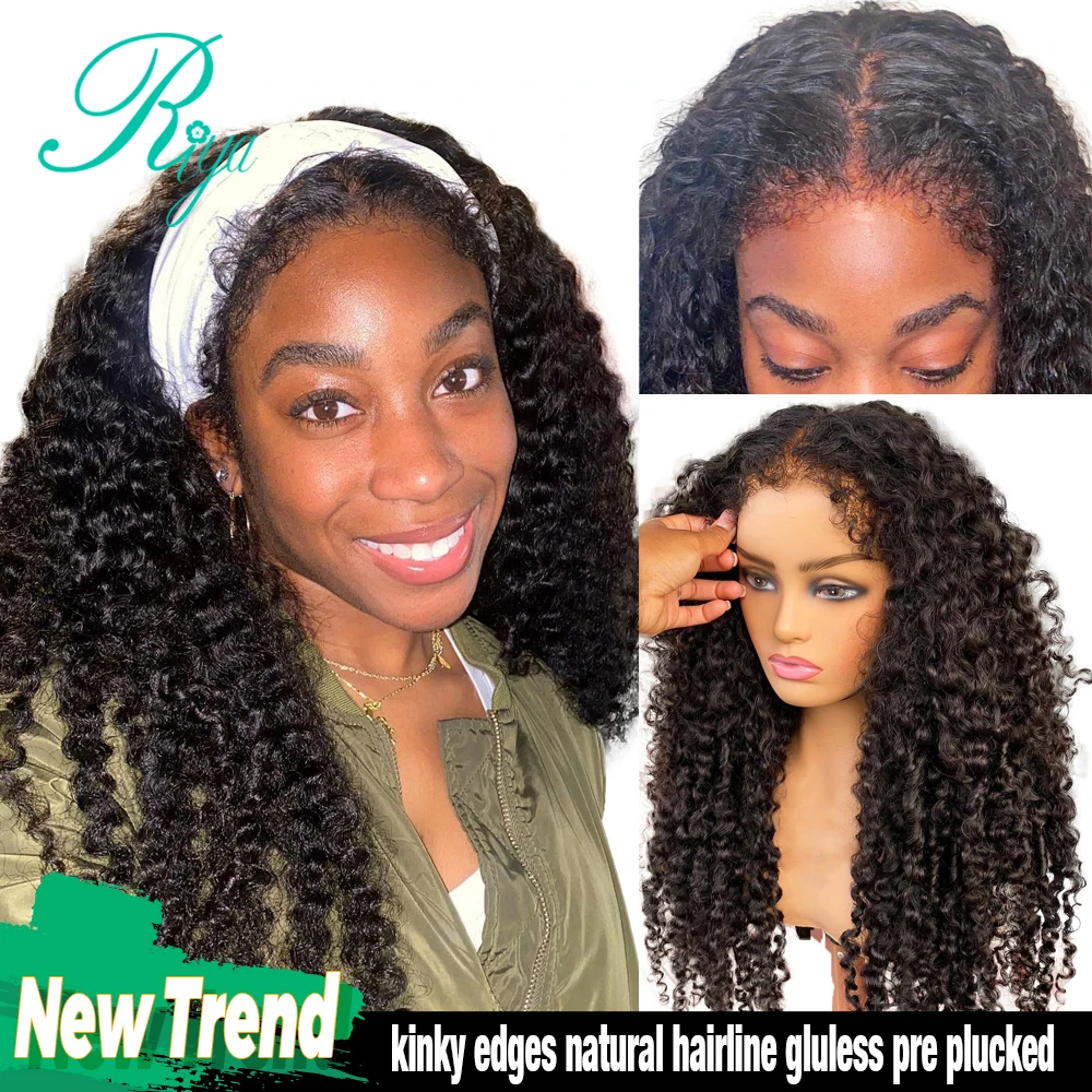 Invisible Curly 4x4 Lace Closure Wig Human Hair Brazilian 13x4 Lace Front Human - £76.97 GBP+