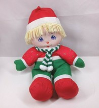 Vintage 1987 Dolly Mine Holiday Christmas 27&quot; Rag Doll Plush Rare - £26.25 GBP