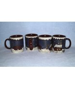 Boyds Home Collection Holiday Homestead 4 Mugs Cups Cabin Bear Snow - £14.33 GBP