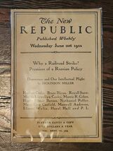 The New Republic Published Weekly, Wednesday June 21st 1922 Vol XXXI No 394 - $40.73