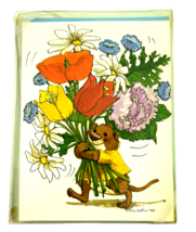 Suzy&#39;s Zoo Blank Notecard Ollie Bouquet Flowers Set of 8 w Envs Vintage 1980 - £26.61 GBP