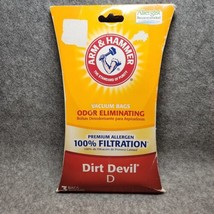 Type D Dirt Devil Vacuum Cleaner Bags Arm &amp; Hammer Odor Eliminating NIB 3 Pack - £6.03 GBP