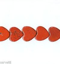 6mm Red Jasper Flat Heart Beads (10) TEN BEADS - £1.57 GBP