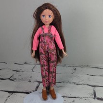 Paradise Kids 2011 10” Fashion Doll Brown Hair Pink Shirt Camouflage Overalls - $19.79