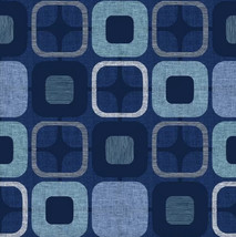 Blank Quilting 108&quot; Quilt Back Geo Squares Navy Fabric By Yd - £28.89 GBP