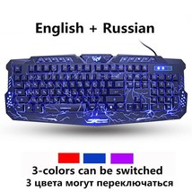 Russian/English Gaming Keyboard LED 3-Color M200 USB Wired Colorful Brea... - £36.17 GBP+