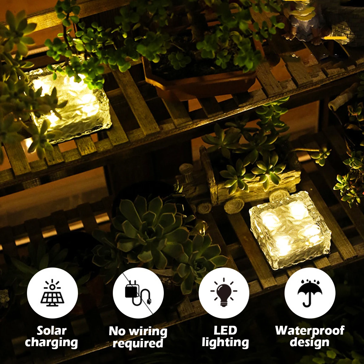 4PCS Solar Powered Ground Light Outdoor Waterproof Garden Path Lights Ice Cube B - £146.27 GBP