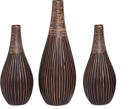 Set Of 3 Hosley Brown Textured Ceramic Cute Bud Vases, Perfect As, And S... - £25.54 GBP