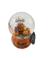 Martha Stewart Happy Halloween Dog w Pumpkin Costume Musical Snow Water Globe - $49.49