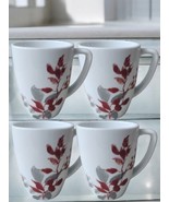 Corelle Coordinates Red/Gray Kyoto Leaves Porcelain Coffee Mugs Cups Lot... - £33.36 GBP