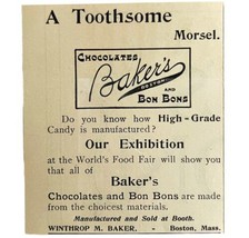 Winthrop Baker Chocolate Bon Bons 1894 Advertisement Victorian Boston AD... - £7.98 GBP