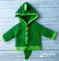 Dinosaur baby crochet cardigan sweater 0-3m, 3-6m, 6-9m, 9-12m PATTERN ONLY - £6.34 GBP