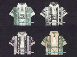 Dollar Origami Shirt with Tie Made with REAL MONEY Handmade Cash Art Gif... - $13.97 CAD+