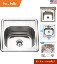 Elegant 15&quot; Stainless Steel Topmount Bar Sink with 2-Hole Design - 1515-... - $2,400.44 MXN