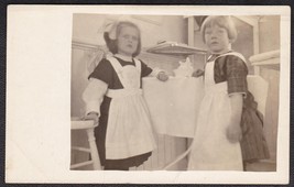 Lead, South Dakota Pre-1920 RPPC - Cute Little Girls Wearing Aprons - £10.10 GBP