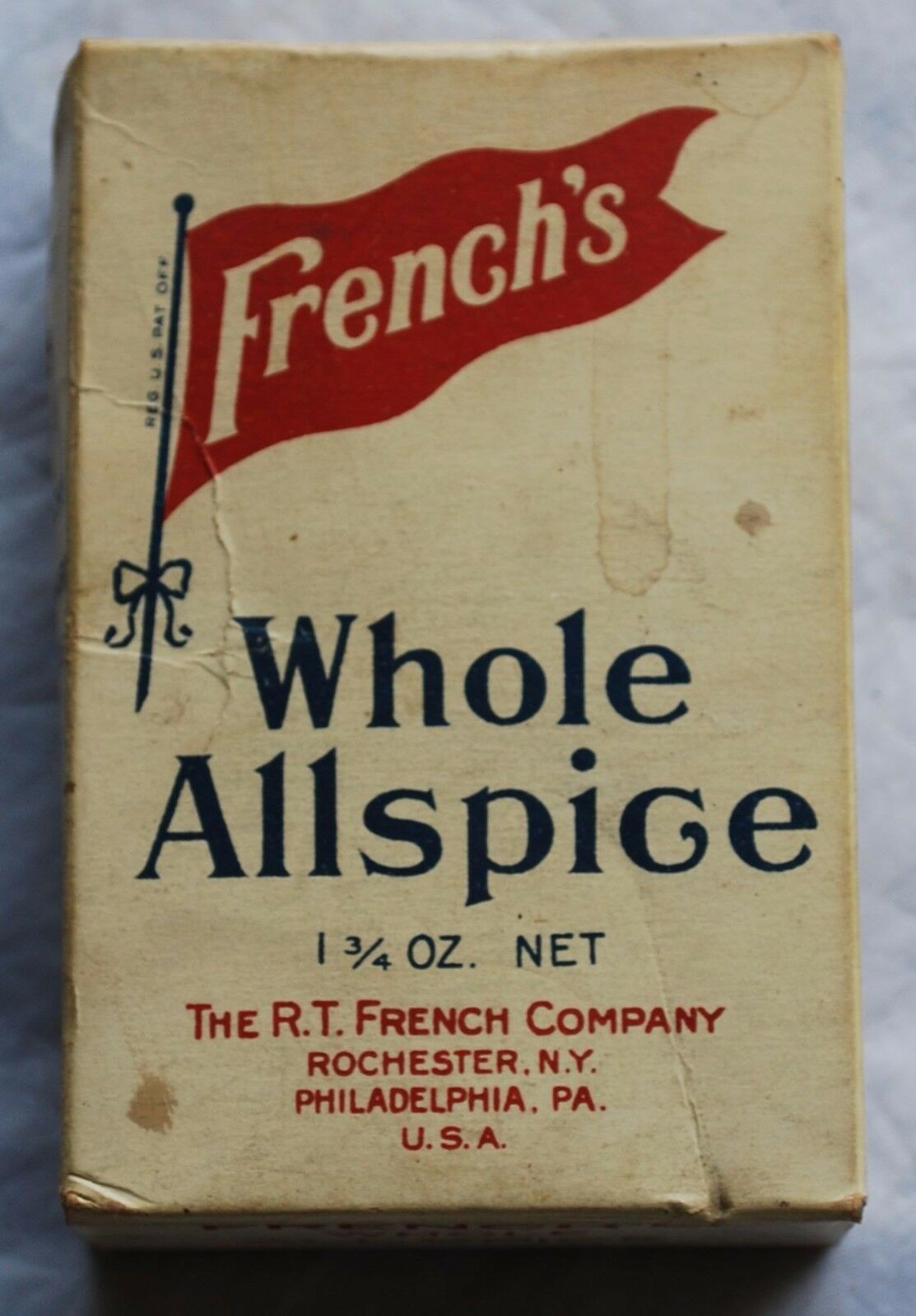 VINTAGE RT FRENCH'S WHOLE ALLSPICE SPICE BOX Fabulous Graphics Rochester NY RARE - $23.36