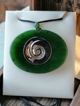 New zealand design Jade koru stg Green large pendant / necklace 47mm - £142.90 GBP