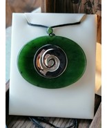New zealand design Jade koru stg Green large pendant / necklace 47mm - $179.00