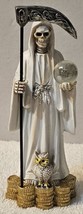 GRIM REAPER SANTA MUERTE OWL MONEY COIN BALL SCYTHE FANTASY FIGURINE #2 - £10.79 GBP