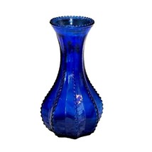 Vintage Hobnail Cobalt Blue Glass Bud Flower Vase Beaded Octagon 4 7/8 Inch - £12.30 GBP