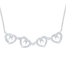 10kt White Gold Womens Round Diamond 18-inch Convertible Heart Necklace 3/8 Cttw - £517.81 GBP