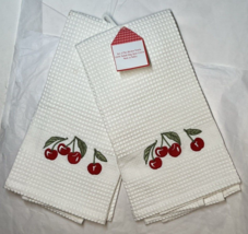 Kitchen Hand Towel Set Of 2 Cherries Embroidered 100% Turkish Cotton 19 ... - $13.50