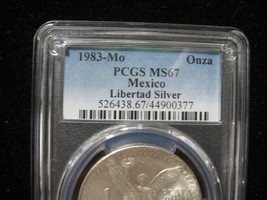 1983 MEXICO SILVER ONZA LIBERTAD PCGS GRADED MS 67 SCARCE IN HIGH GRADE - $89.99