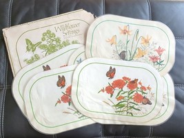 Vintage Wildflower Settings From Current Six Designed Placemats 1970s Laminated - £22.77 GBP