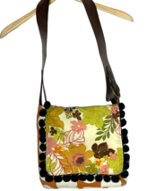 Oh My Bag Boulder Co Crossbody Purse Floral Polka Dot Leather Pom Pom Fabric - $16.69