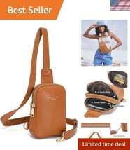 Elegant Crossbody Sling Bag in Genuine Leather for Phones Under 7 inches - $48.00