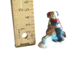 Christmas Village Figurine Dad Boy Man Coming Home Travel Hugging Embrac... - $9.45