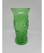 Vintage Hoosier Glass Company Vase Emerald Green Crinkle Textured 9½&quot; inch - $930.95 MXN