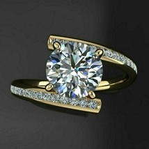 2.10 Carati Taglio Rotondo Moissanite Fidanzamento Solitario Ring IN 14K Giallo - £159.58 GBP